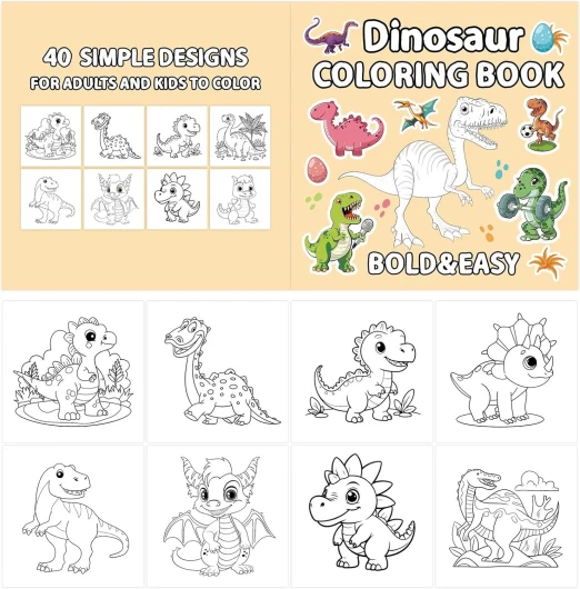 Livres de coloriage de dinosaures pour tout-petits - Livre de coloriage créatif pour l'apprentissage précoce, livre de dessin de coloriage intéressant pour de 4 ans et plus, livre de peinture