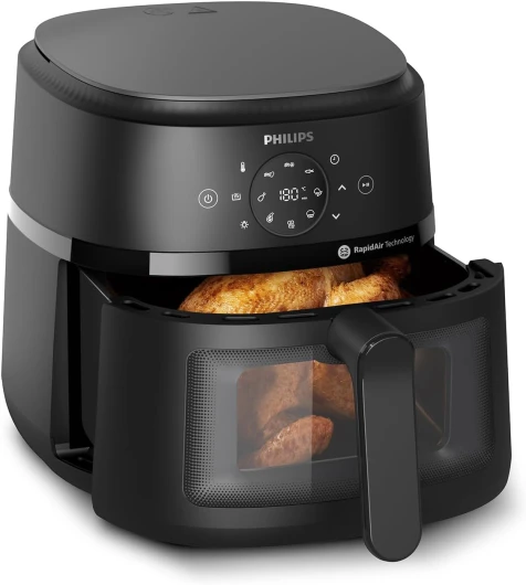 Air Fryer Série 2000 6.2L - 13 façons de cuisiner, technologie Rapid Air, jusqu'à 90% de matières grasses en moins, fenêtre de cuisson, écran tactile, noir